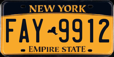 NY license plate FAY9912