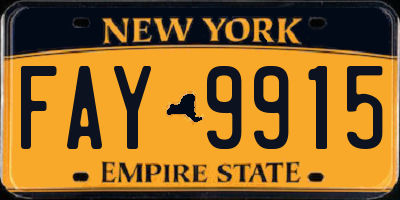 NY license plate FAY9915