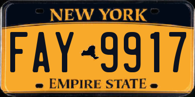 NY license plate FAY9917