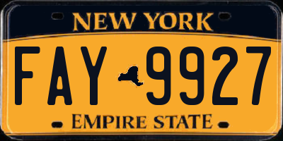 NY license plate FAY9927