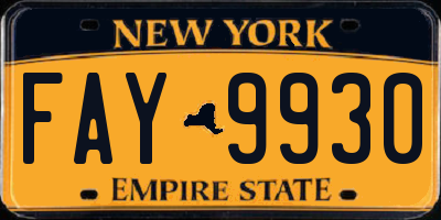 NY license plate FAY9930