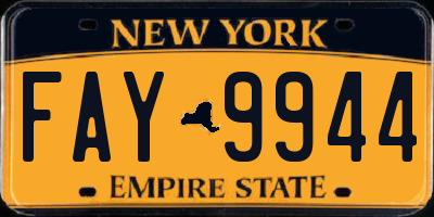 NY license plate FAY9944