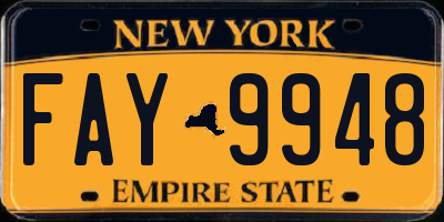 NY license plate FAY9948