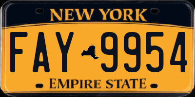 NY license plate FAY9954