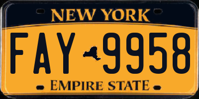 NY license plate FAY9958