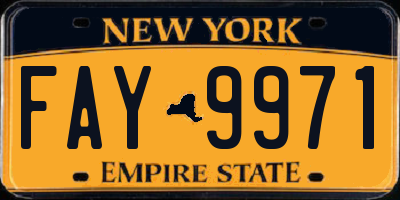 NY license plate FAY9971