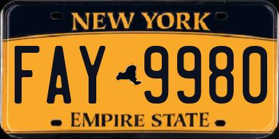 NY license plate FAY9980