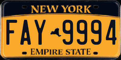 NY license plate FAY9994