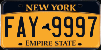 NY license plate FAY9997