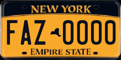 NY license plate FAZ0000