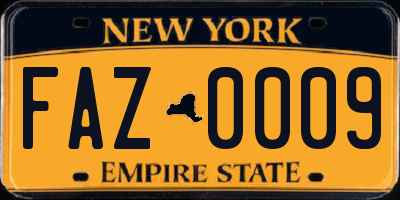 NY license plate FAZ0009