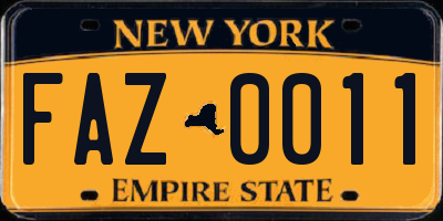 NY license plate FAZ0011