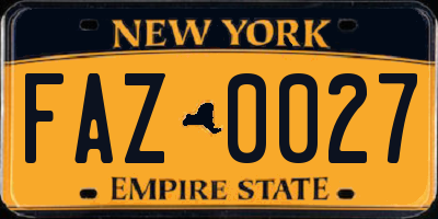 NY license plate FAZ0027