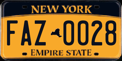 NY license plate FAZ0028