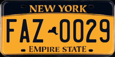 NY license plate FAZ0029