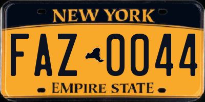 NY license plate FAZ0044