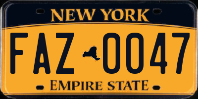 NY license plate FAZ0047