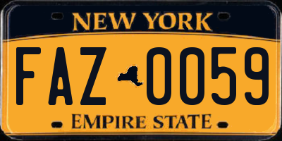 NY license plate FAZ0059