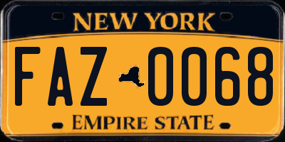 NY license plate FAZ0068