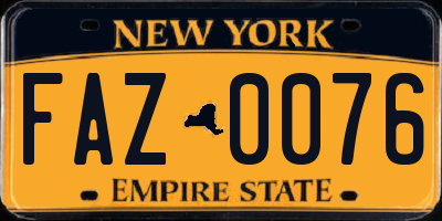 NY license plate FAZ0076