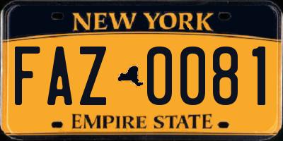 NY license plate FAZ0081