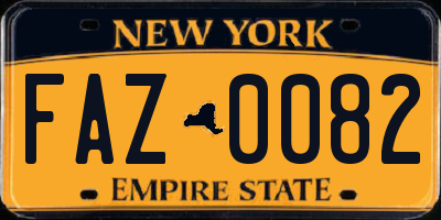 NY license plate FAZ0082