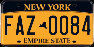 NY license plate FAZ0084