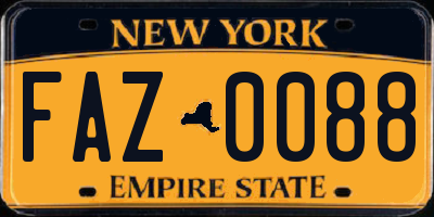 NY license plate FAZ0088