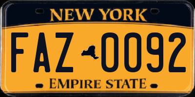 NY license plate FAZ0092