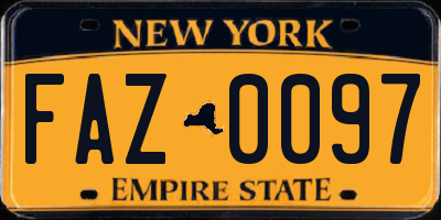 NY license plate FAZ0097