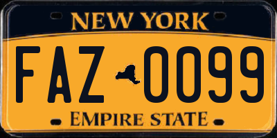 NY license plate FAZ0099