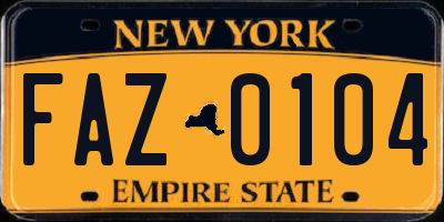 NY license plate FAZ0104