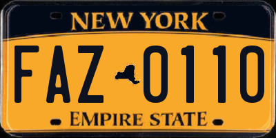 NY license plate FAZ0110