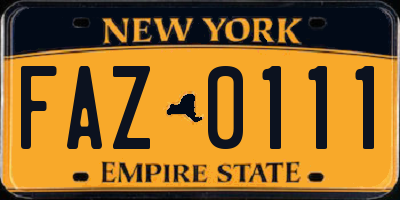 NY license plate FAZ0111