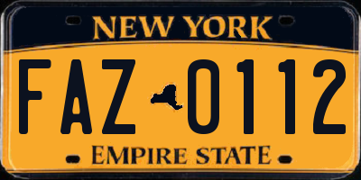 NY license plate FAZ0112