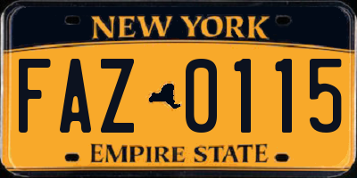 NY license plate FAZ0115