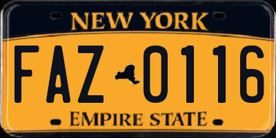NY license plate FAZ0116