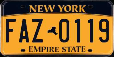 NY license plate FAZ0119