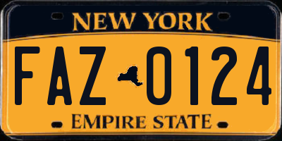 NY license plate FAZ0124