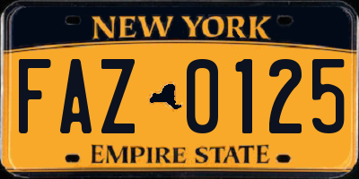 NY license plate FAZ0125