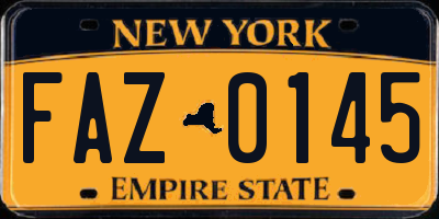 NY license plate FAZ0145