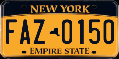 NY license plate FAZ0150