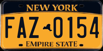 NY license plate FAZ0154
