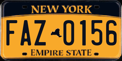 NY license plate FAZ0156