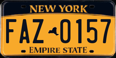 NY license plate FAZ0157