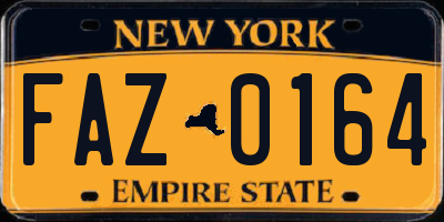 NY license plate FAZ0164