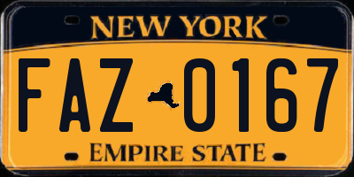 NY license plate FAZ0167