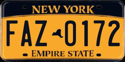NY license plate FAZ0172