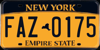 NY license plate FAZ0175