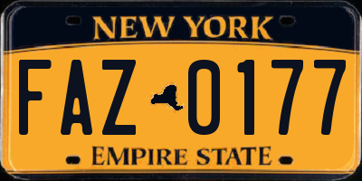 NY license plate FAZ0177